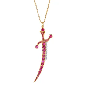 Ruby Diamond Dagger Necklace