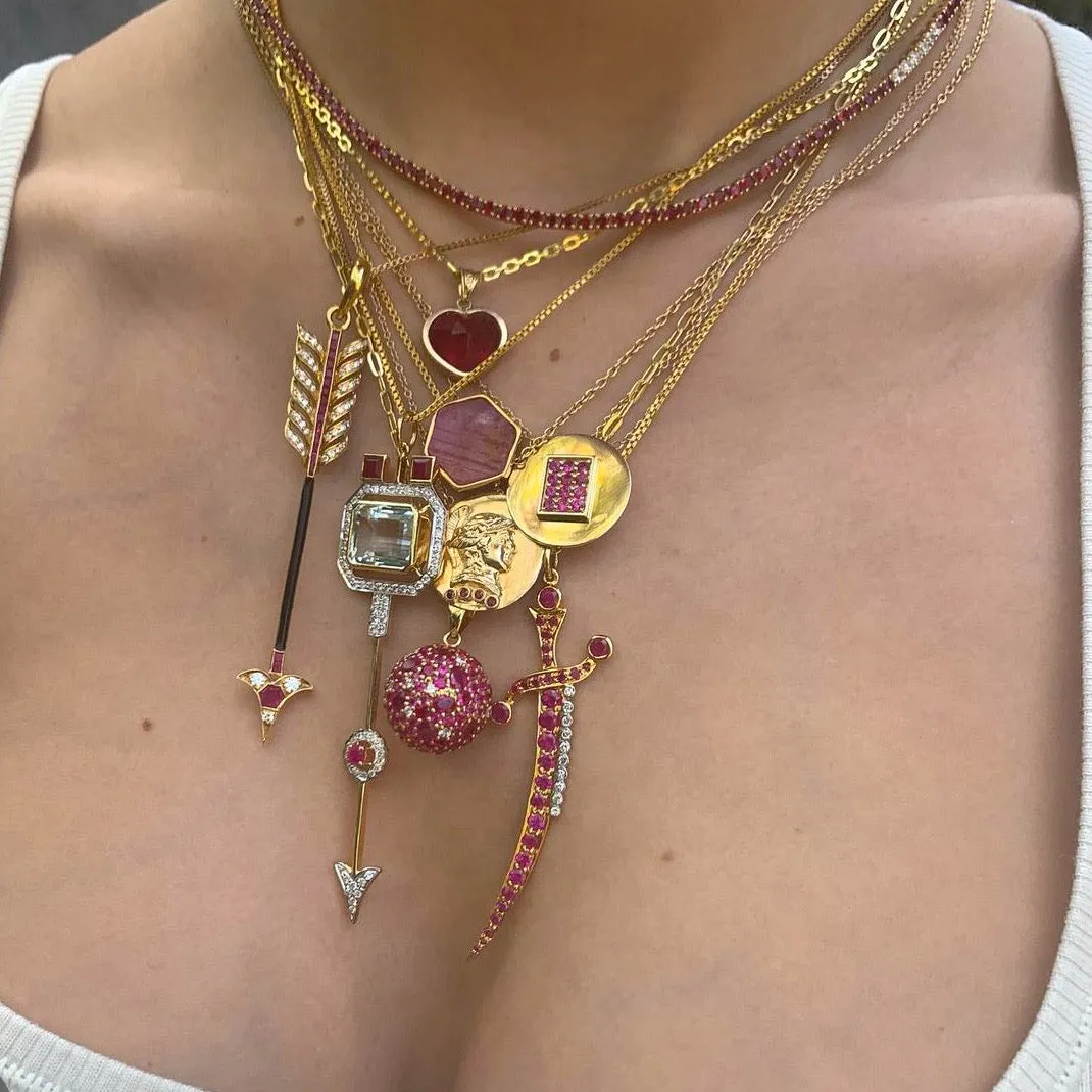 Ruby Diamond Dagger Necklace