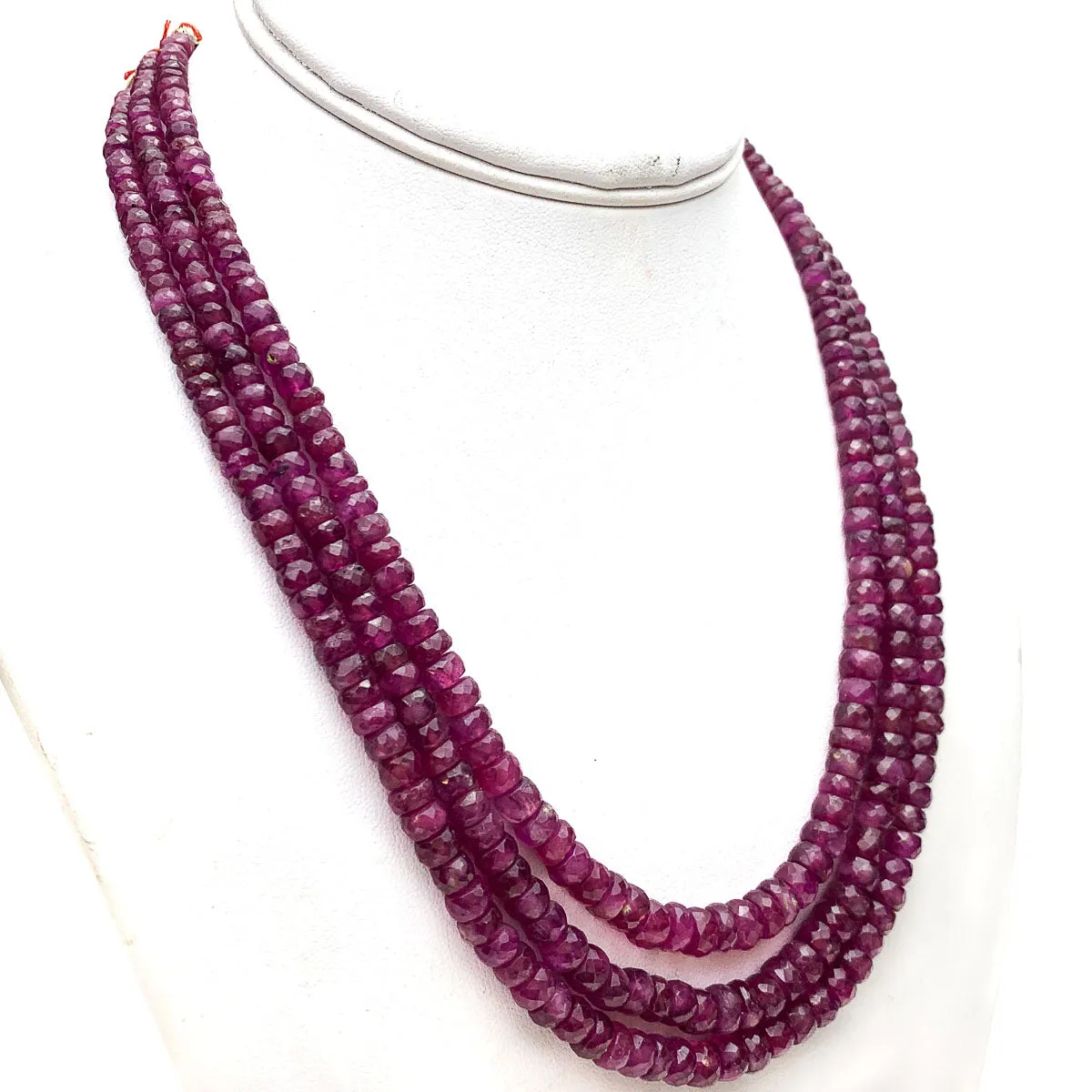 Ruby Faceted Graduated Rondelle Strands