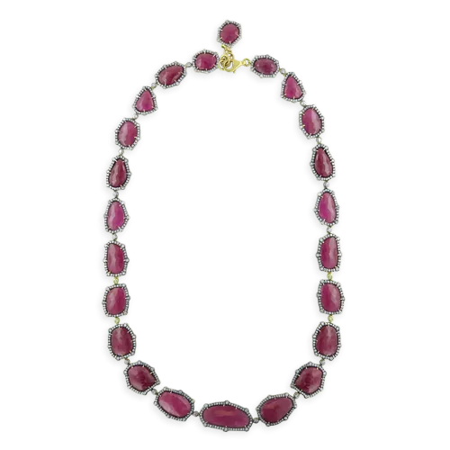 Ruby Slices & Diamond Necklace
