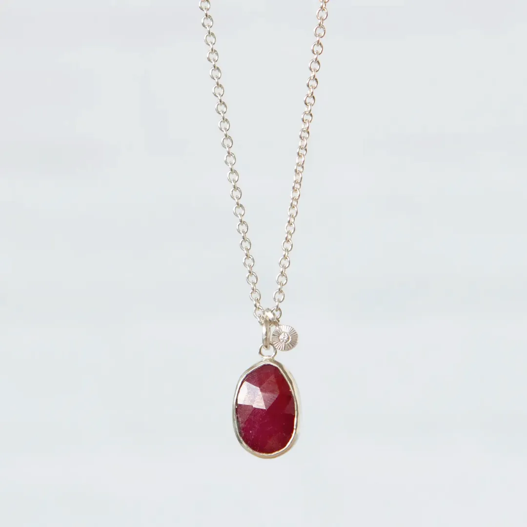 Ruby Theia Necklace in Sterling Silver