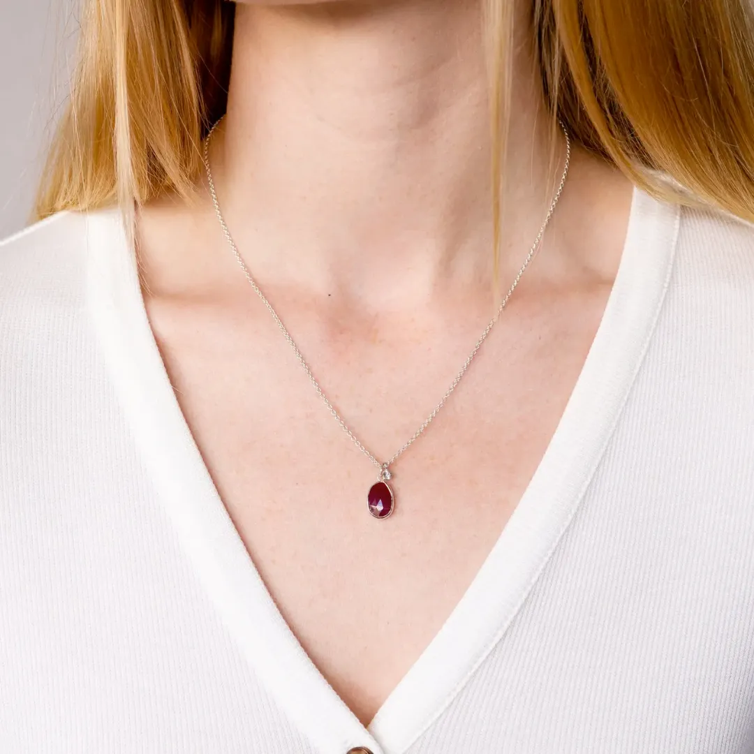 Ruby Theia Necklace in Sterling Silver
