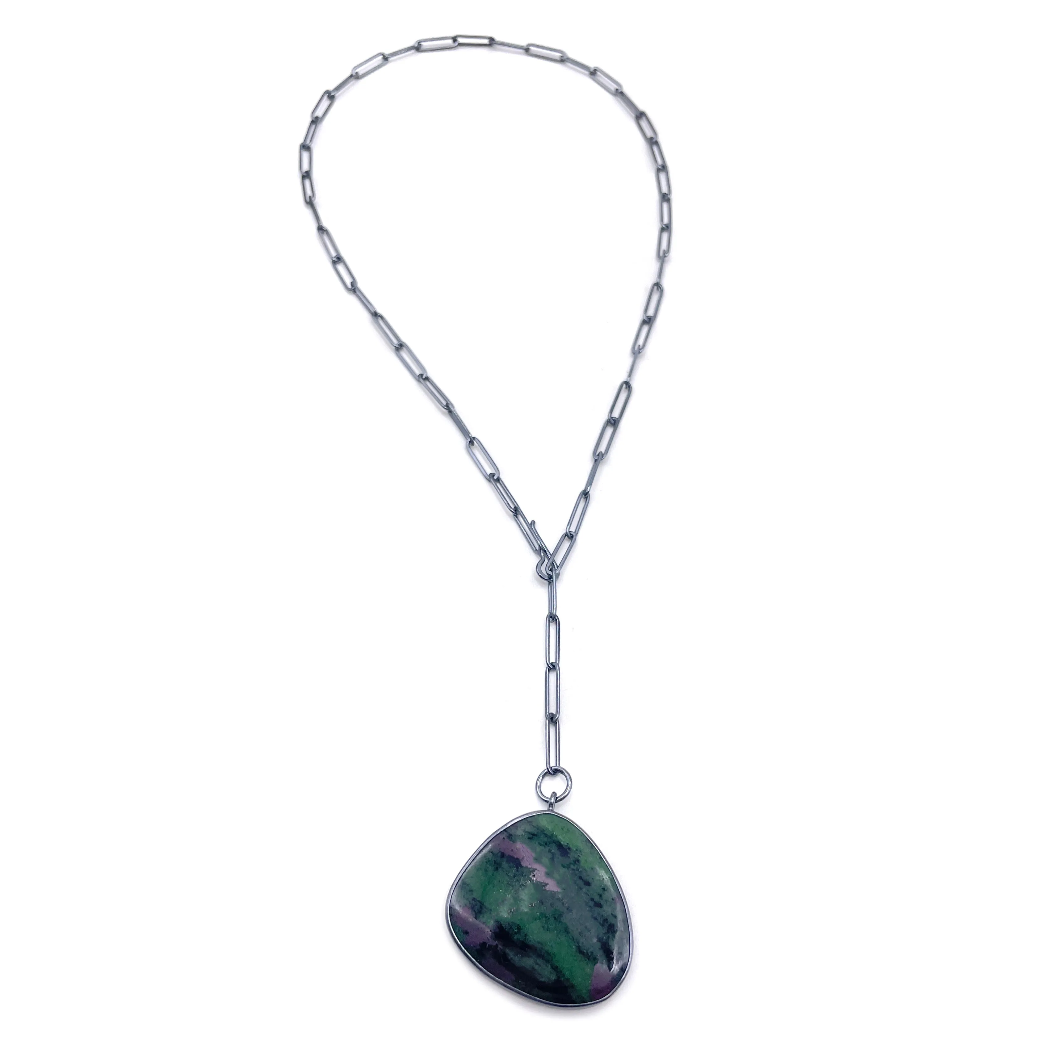 Ruby Zoisite Lariat Necklace