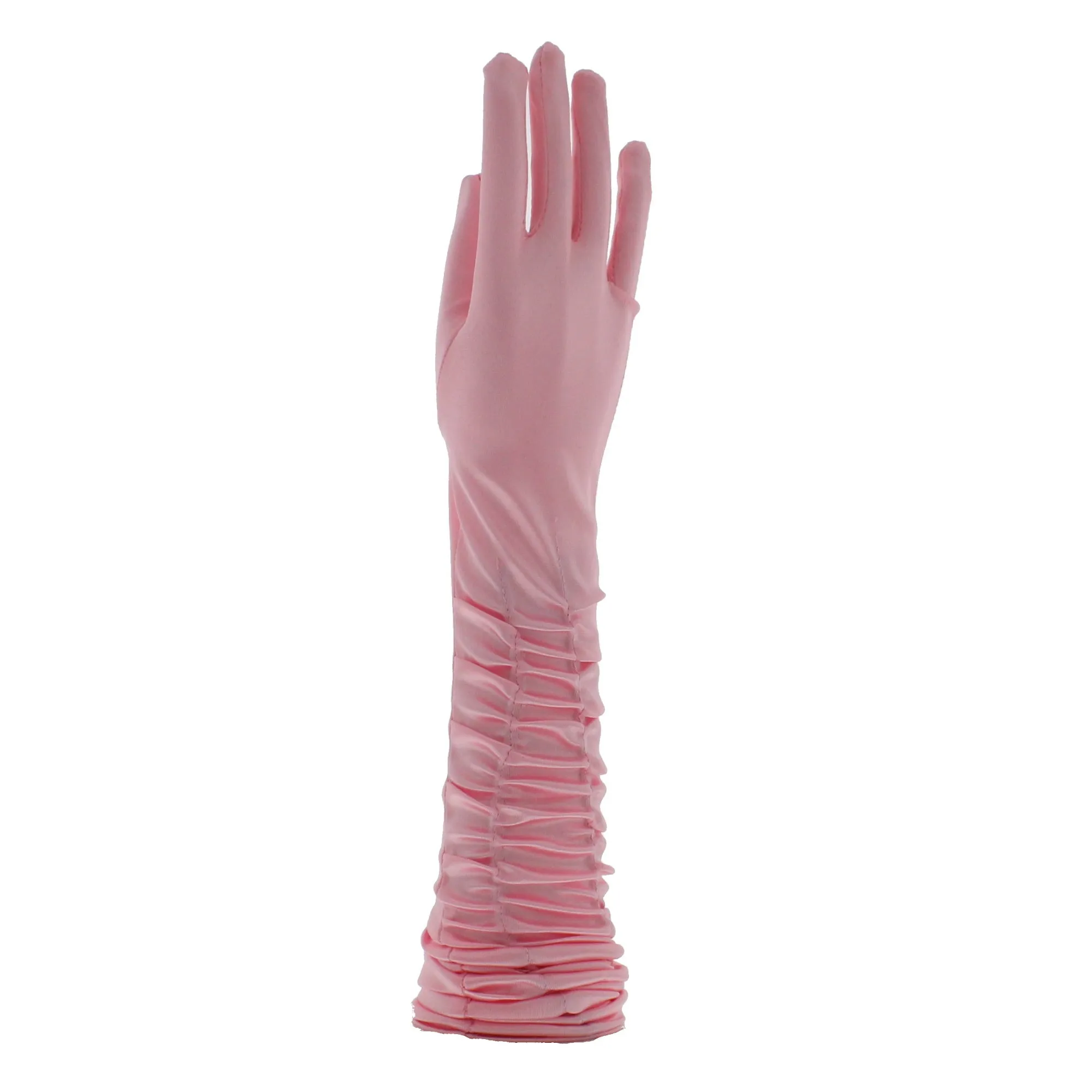 Ruched Long Satin Gloves
