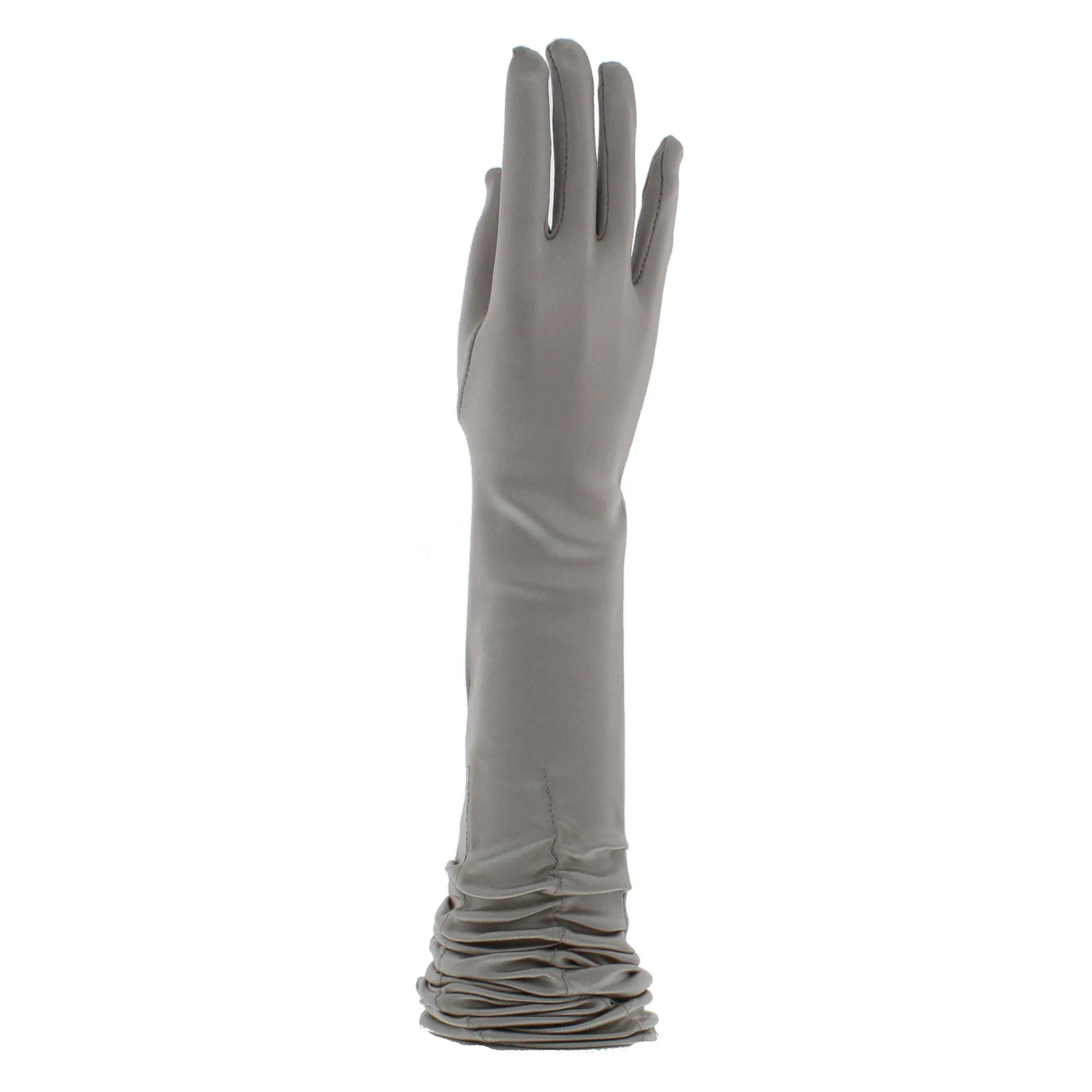 Ruched Long Satin Gloves