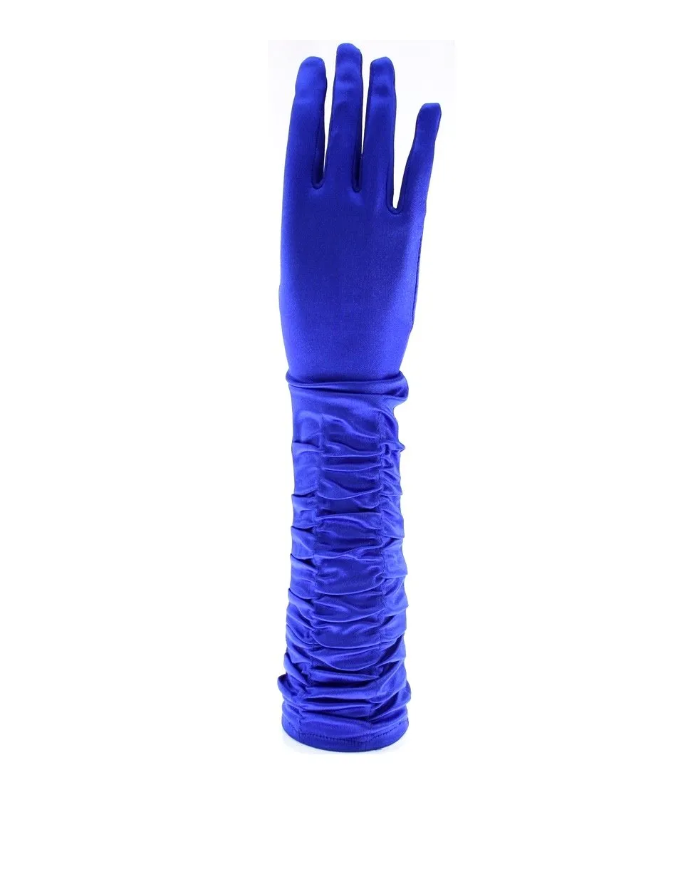 Ruched Long Satin Gloves