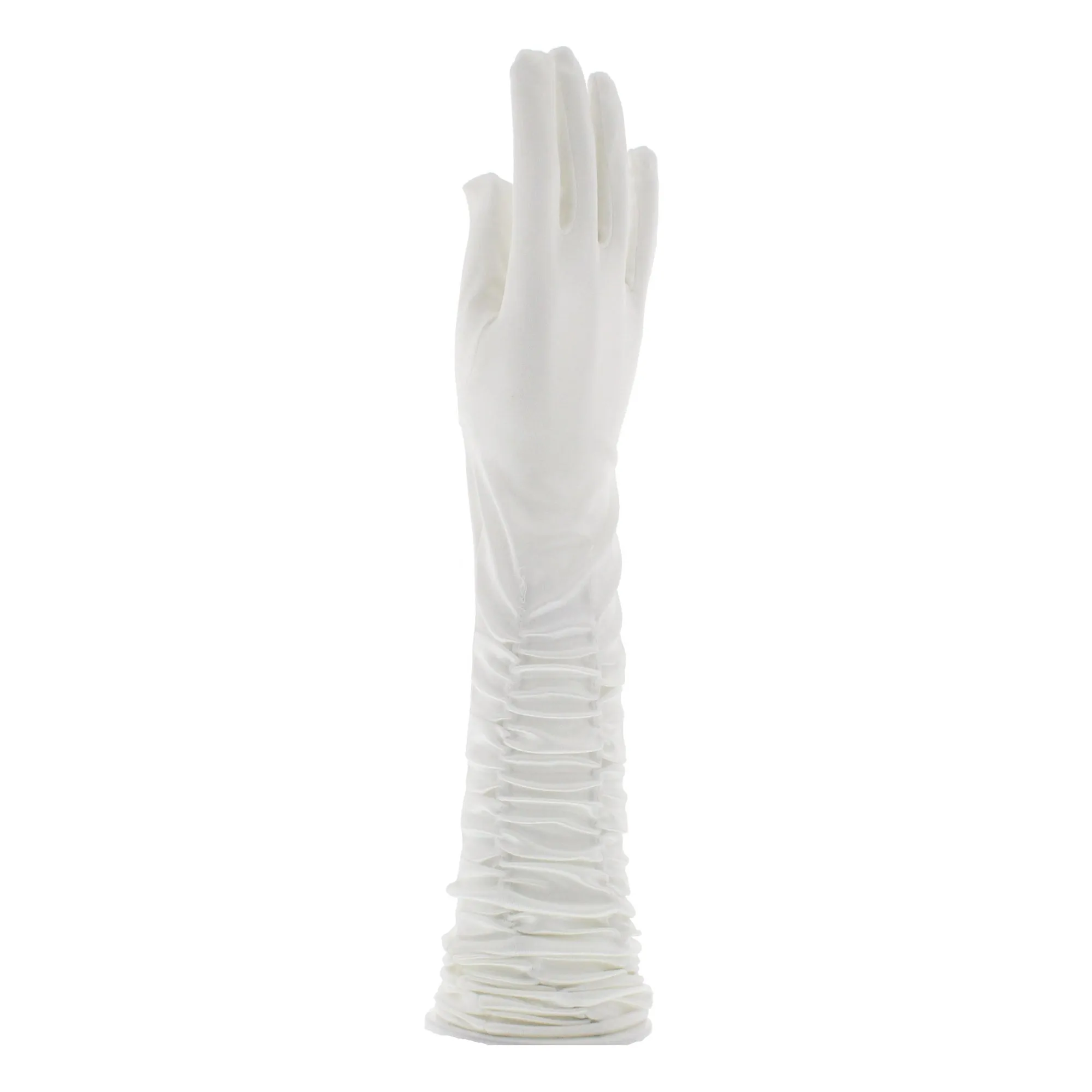 Ruched Long Satin Gloves