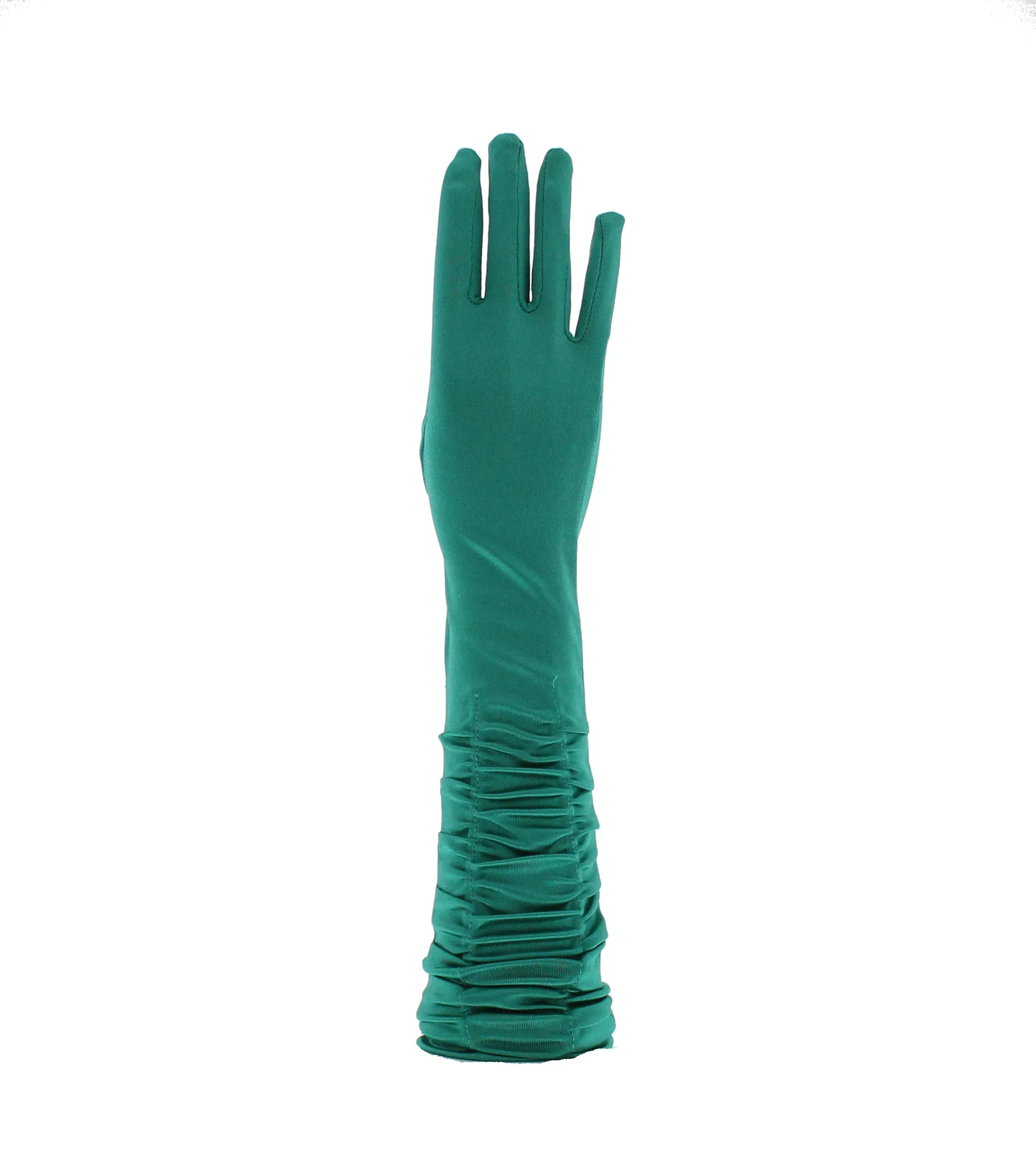 Ruched Long Satin Gloves