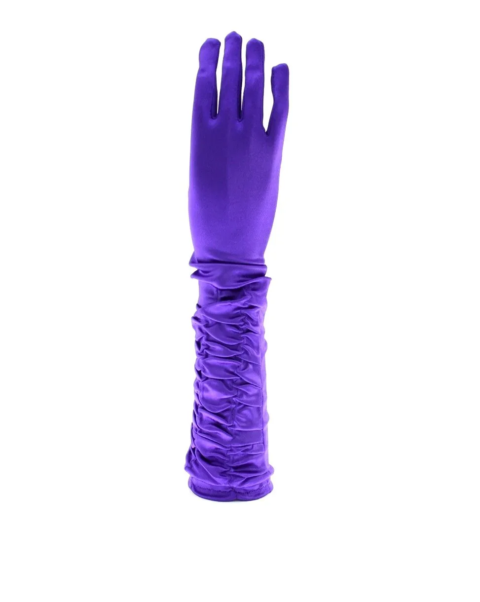 Ruched Long Satin Gloves