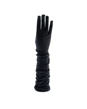 Ruched Long Satin Gloves