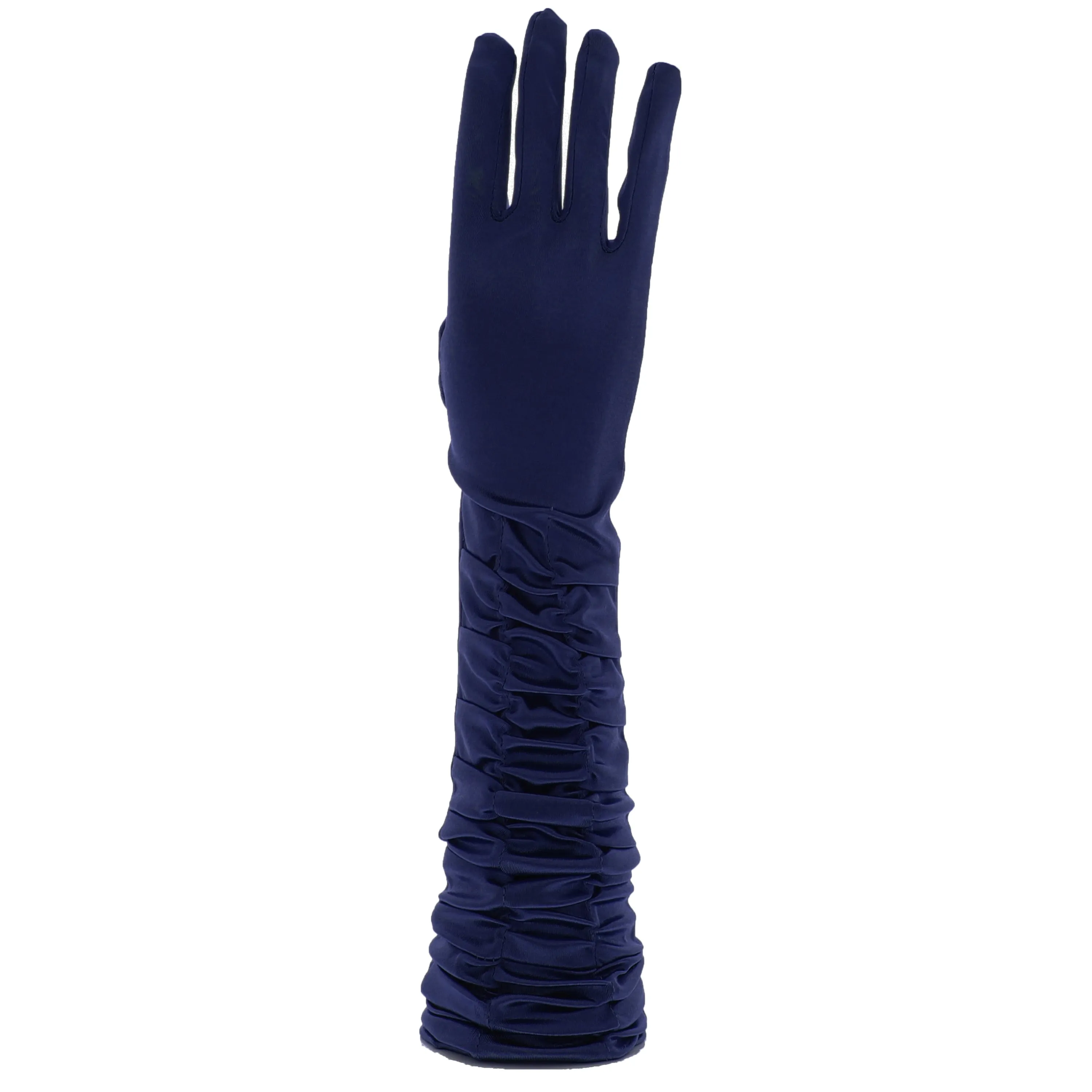 Ruched Long Satin Gloves