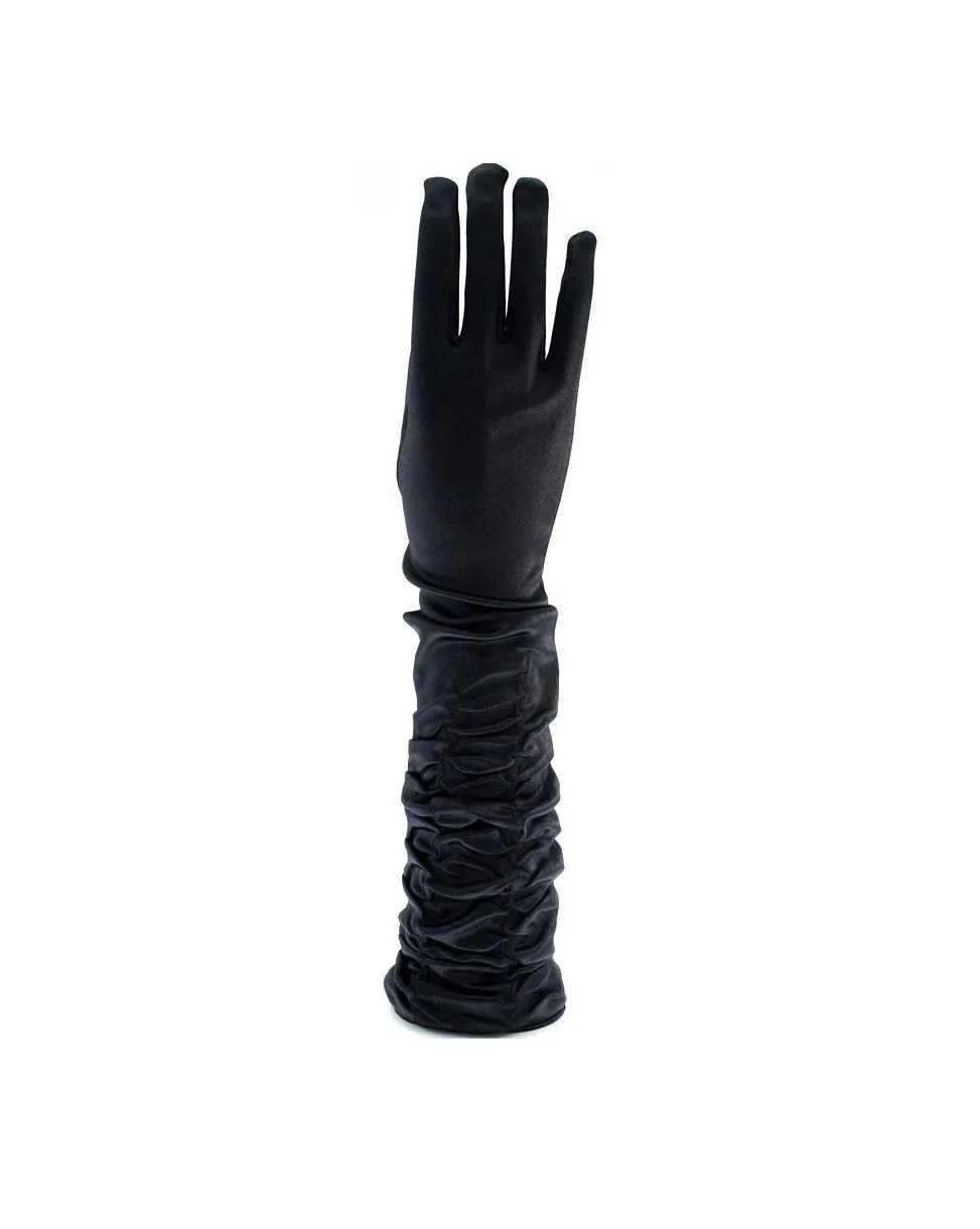 Ruched Long Satin Gloves