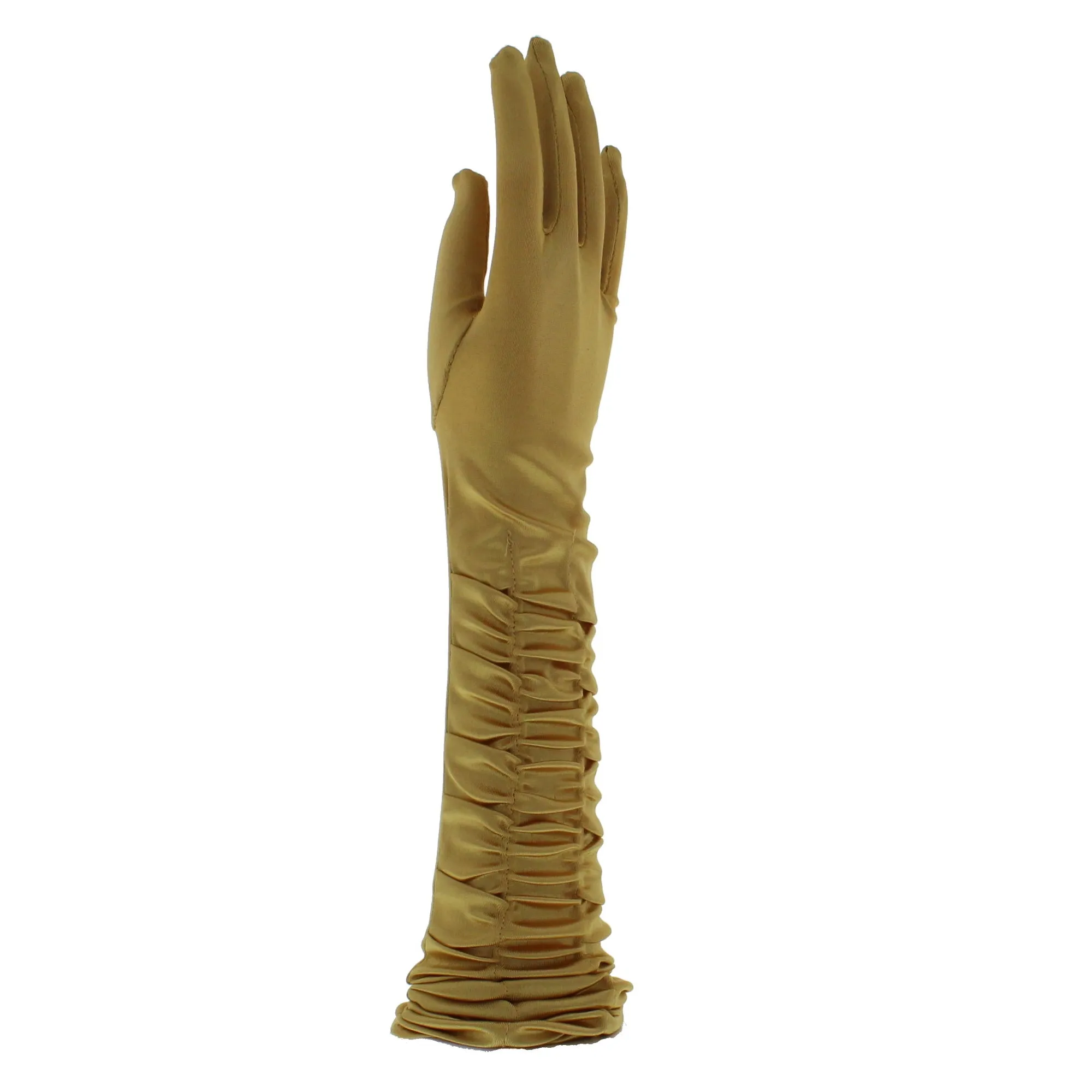 Ruched Long Satin Gloves