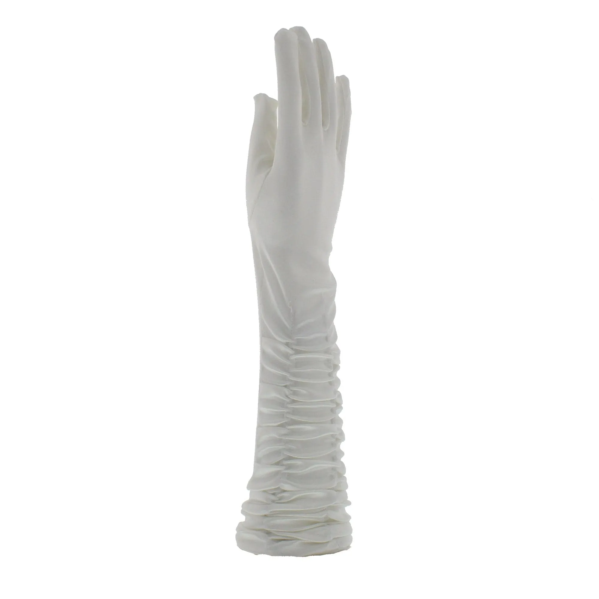 Ruched Long Satin Gloves