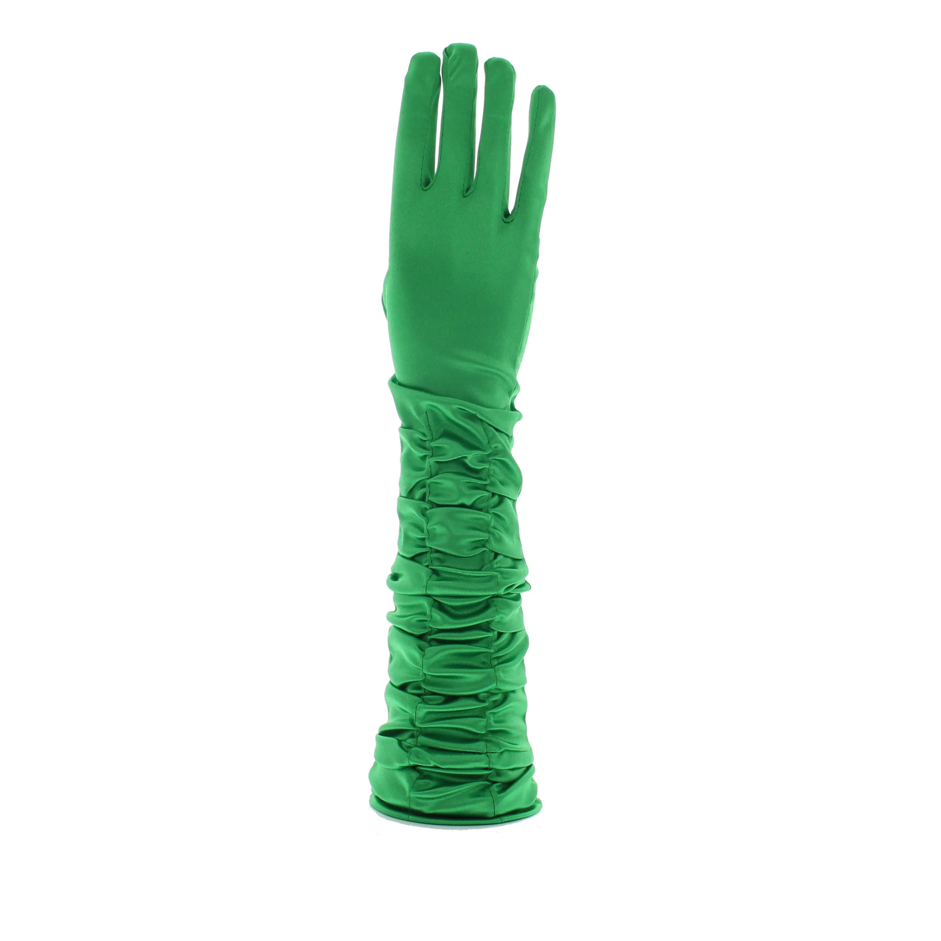 Ruched Long Satin Gloves