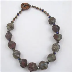 Rust Raku Handmade Artisan Bead Necklace