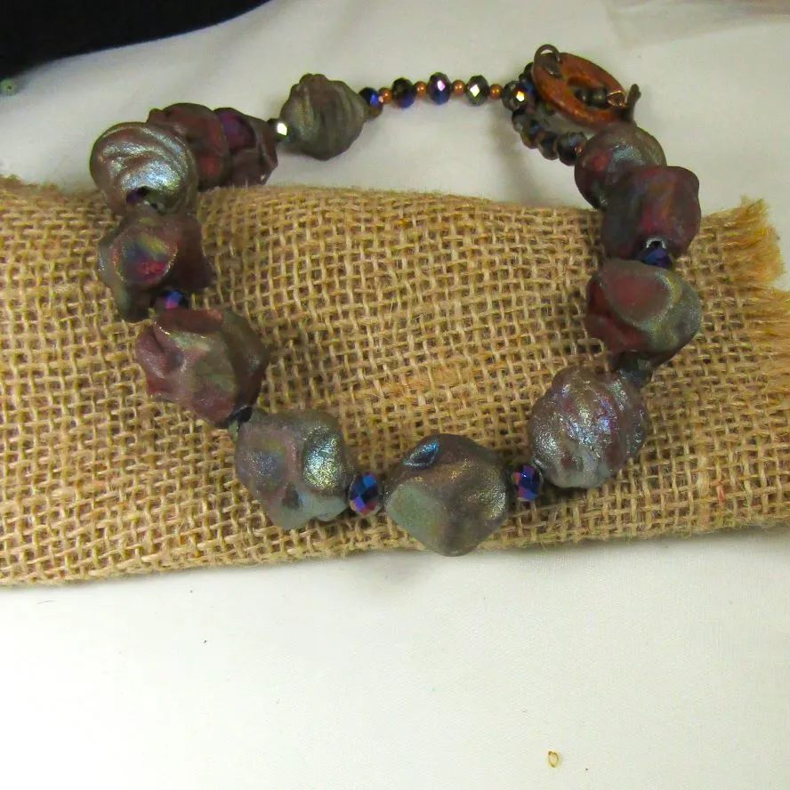 Rust Raku Handmade Artisan Bead Necklace