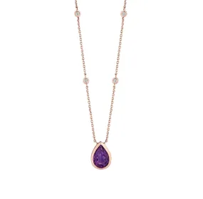 Sabel Collection Rose Gold Amethyst and Diamond Necklace