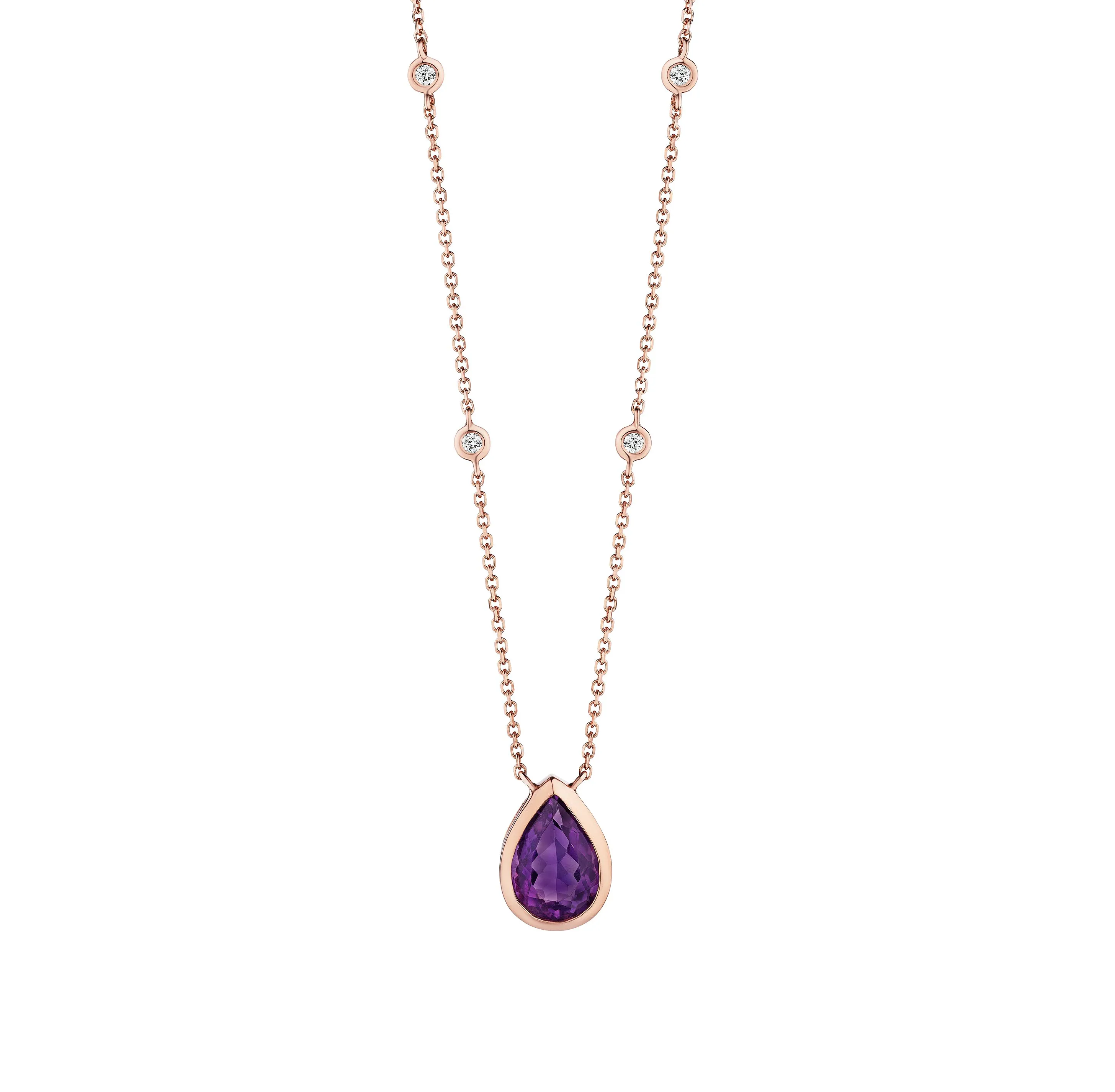 Sabel Collection Rose Gold Amethyst and Diamond Necklace