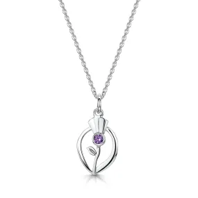 Scottish Thistle Purple Crystal Pendant