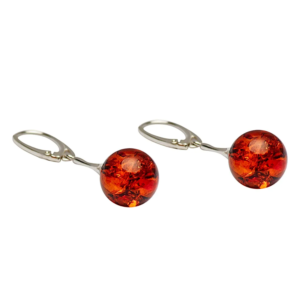 Silver Amber Dangle Earrings