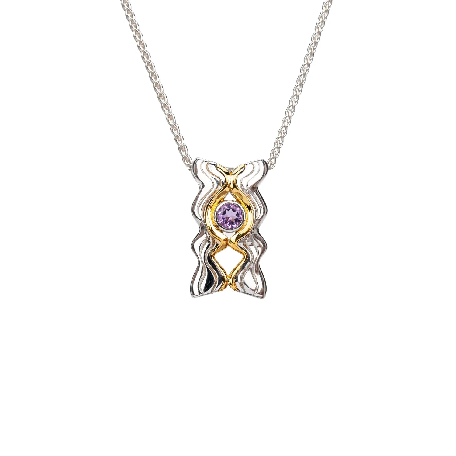 Silver And 10k Gold Rocks 'n Rivers Pendant - Amethyst