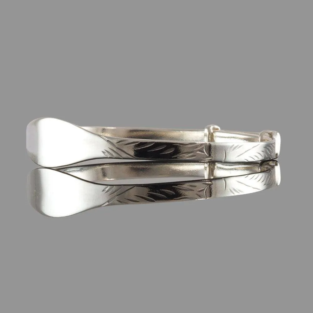 Silver Expanding Baby Bangle Engraved Pattern