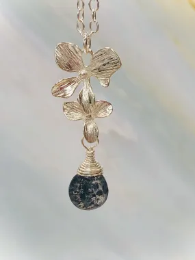 Silver Moss Amethyst Orchid necklace