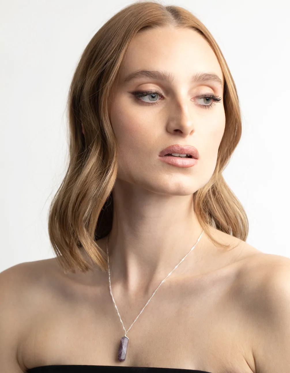 Silver Plated Amethyst Chain Necklace
