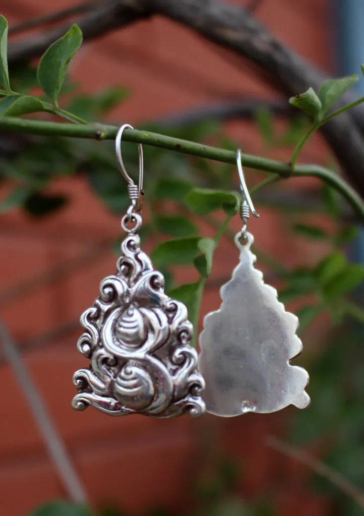 Silver Sterling Hand Carved Conch Earrings