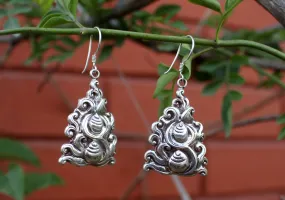 Silver Sterling Hand Carved Conch Earrings