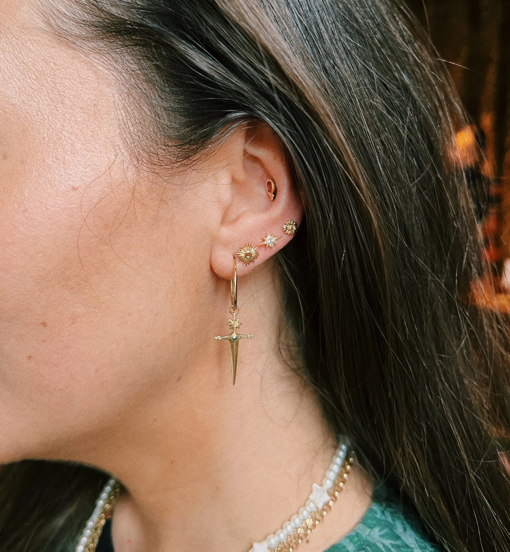 Single Aurora Stud Earring 14K