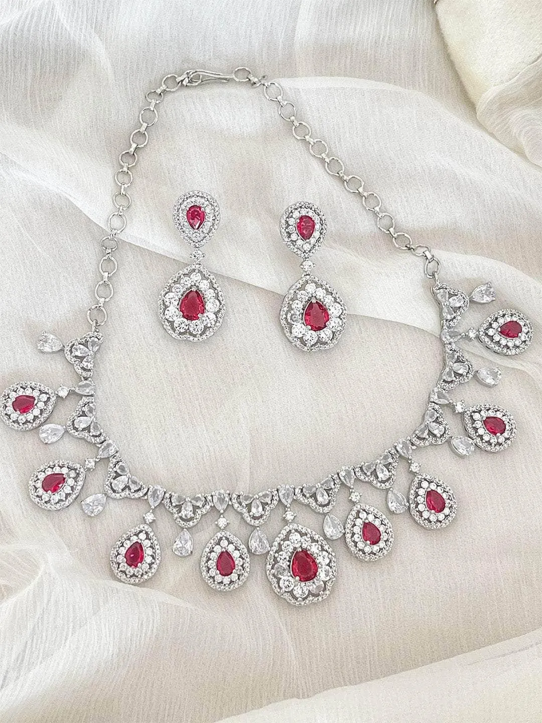 Single Layer Ruby And Ad Necklace