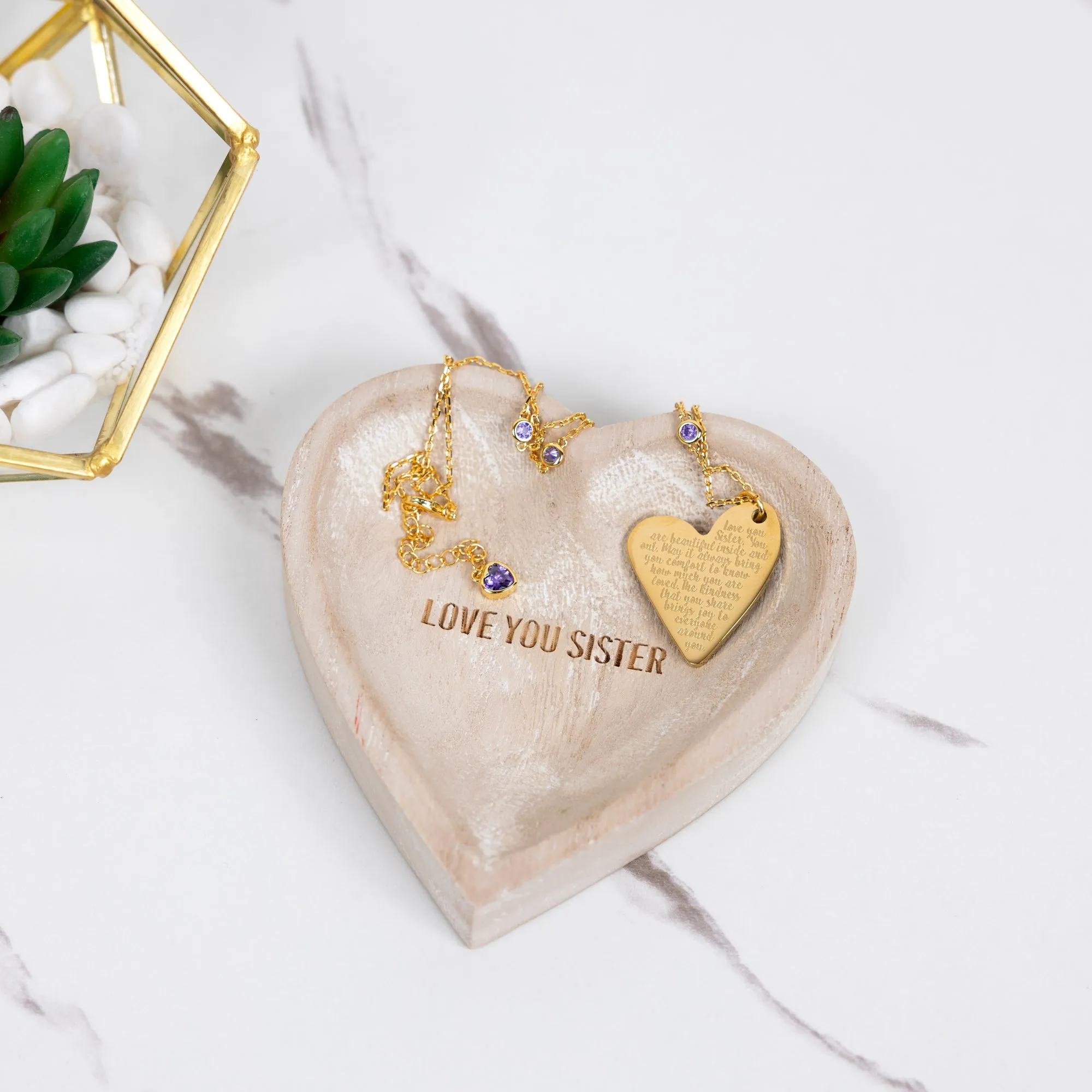 Sister 18.5" Gold Plated Engraved Necklace
