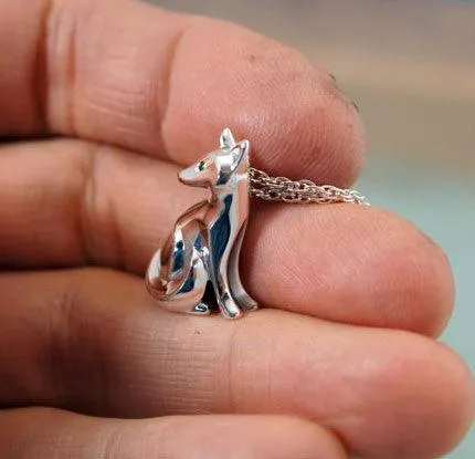 Sitting Kit Fox Pendant Necklace