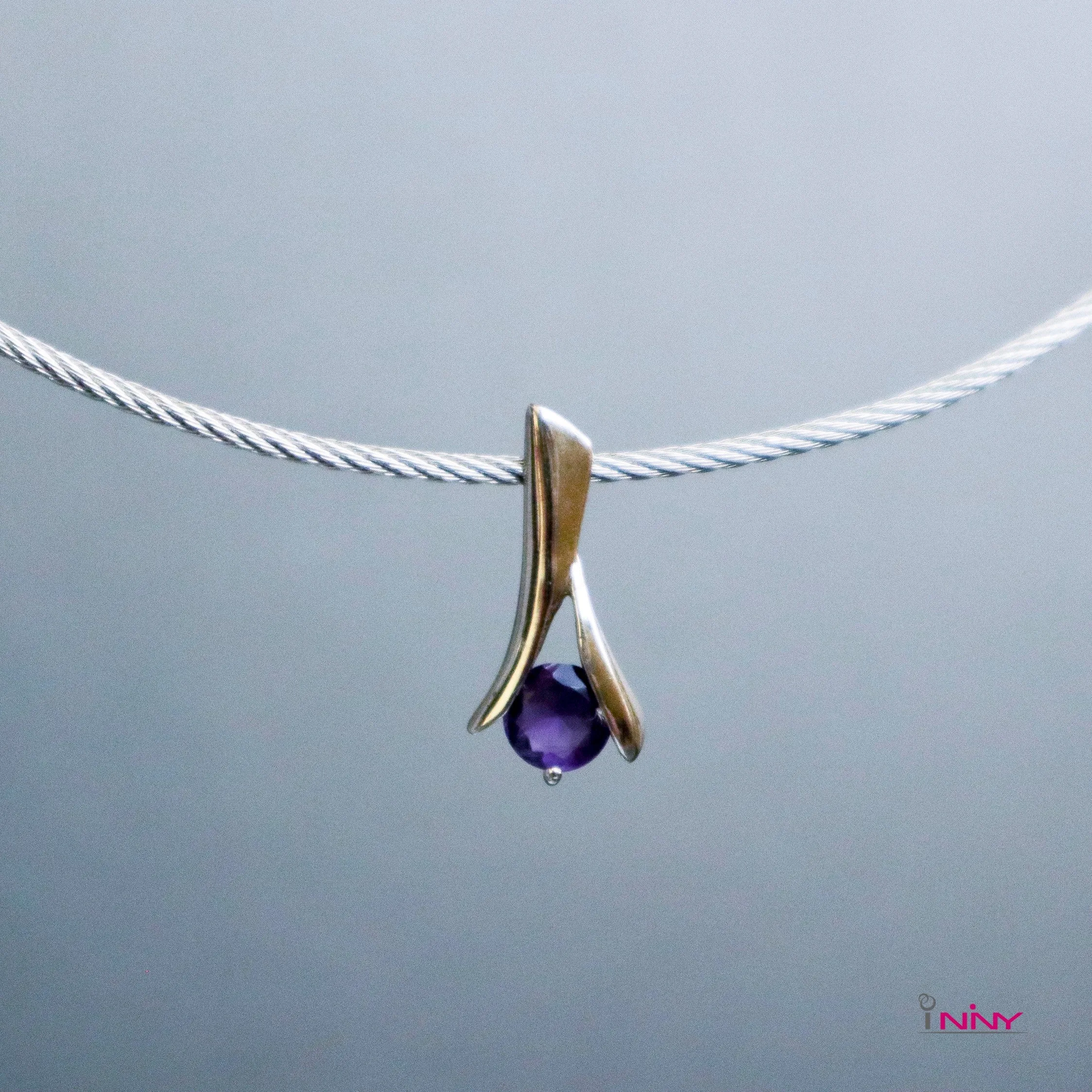 Small Amethyst in Y Setting Pendant