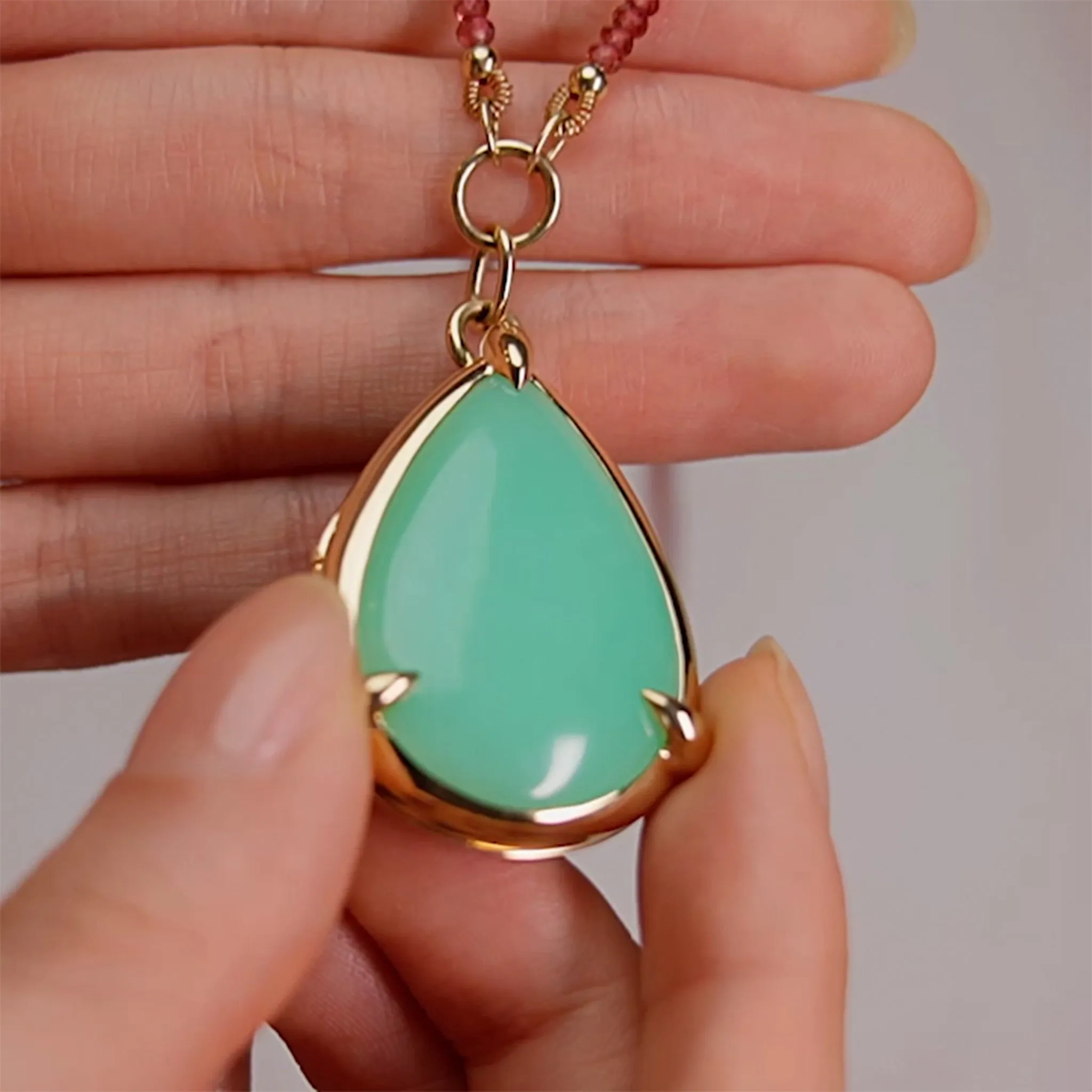 Special Edition Chrysoprase Drop Locket with Garnet