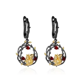 Squirrel Sterling Silver Drop Earrings for Women