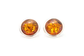 Statement Round Amber Stud Earrings | Elegant Evening Wear