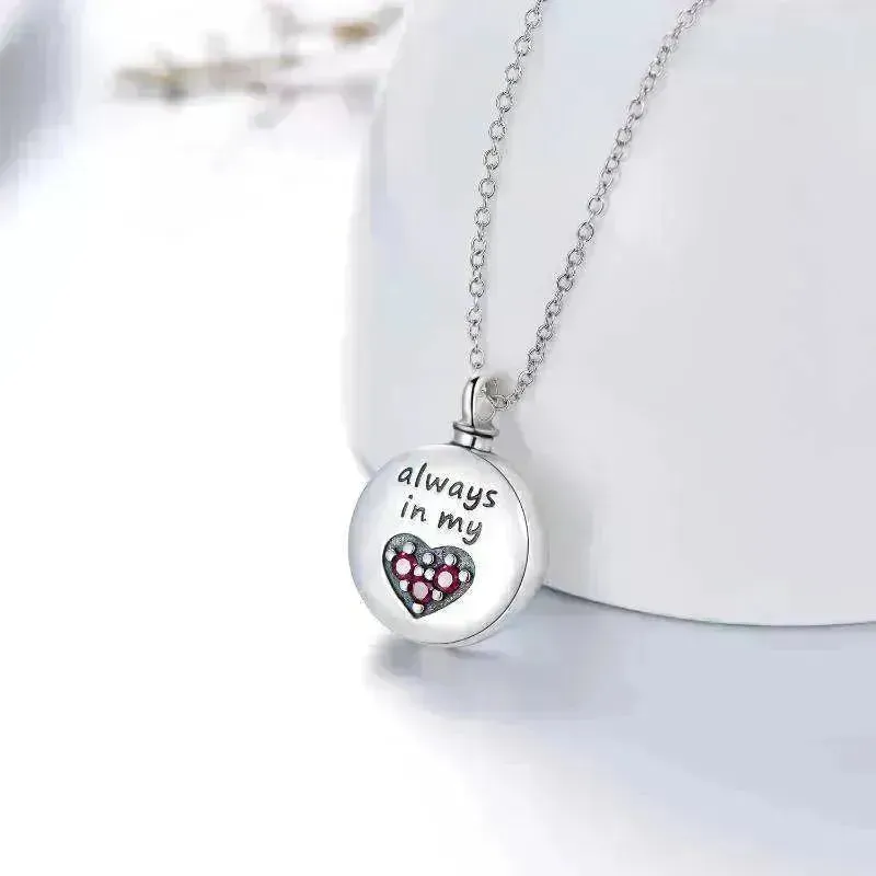 Sterling 925 Silver Heart Urn Engraved Cremation Necklace for Ashes