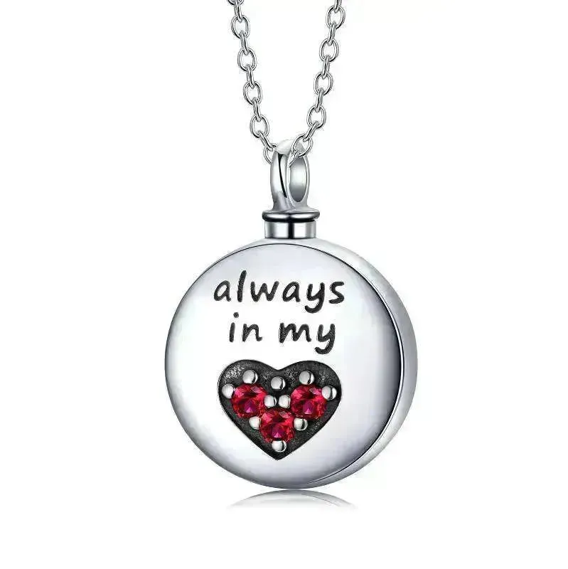 Sterling 925 Silver Heart Urn Engraved Cremation Necklace for Ashes