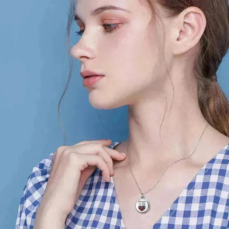 Sterling 925 Silver Heart Urn Engraved Cremation Necklace for Ashes