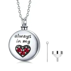 Sterling 925 Silver Heart Urn Engraved Cremation Necklace for Ashes
