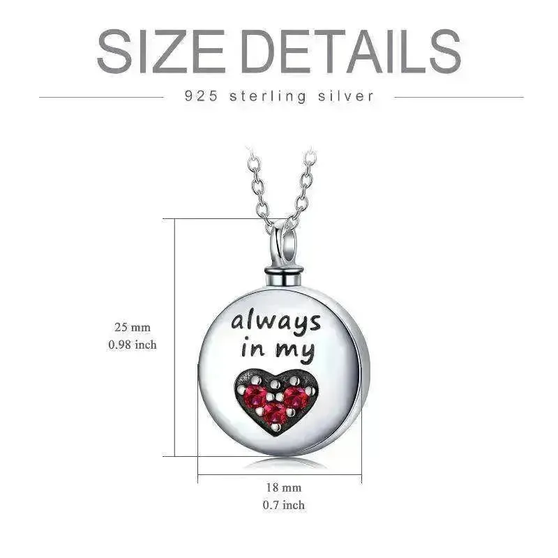 Sterling 925 Silver Heart Urn Engraved Cremation Necklace for Ashes