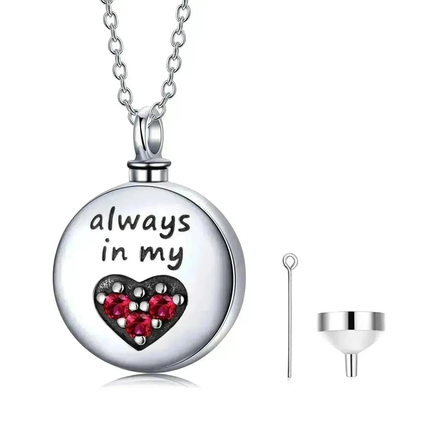 Sterling 925 Silver Heart Urn Engraved Cremation Necklace for Ashes