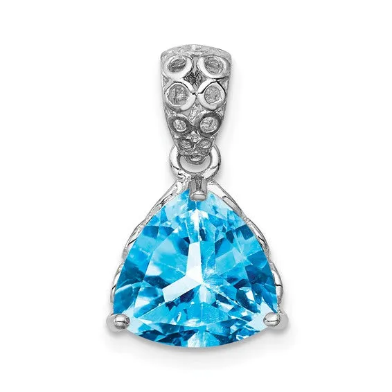 Sterling Silver Citrine or Swiss Blue Topaz Trillion Pendant