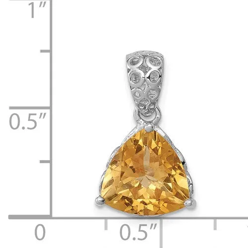 Sterling Silver Citrine or Swiss Blue Topaz Trillion Pendant