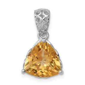 Sterling Silver Citrine or Swiss Blue Topaz Trillion Pendant