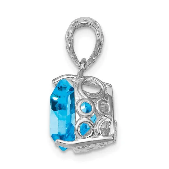 Sterling Silver Citrine or Swiss Blue Topaz Trillion Pendant