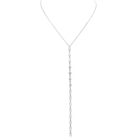 Sterling Silver Clear CZ Lariat Necklace